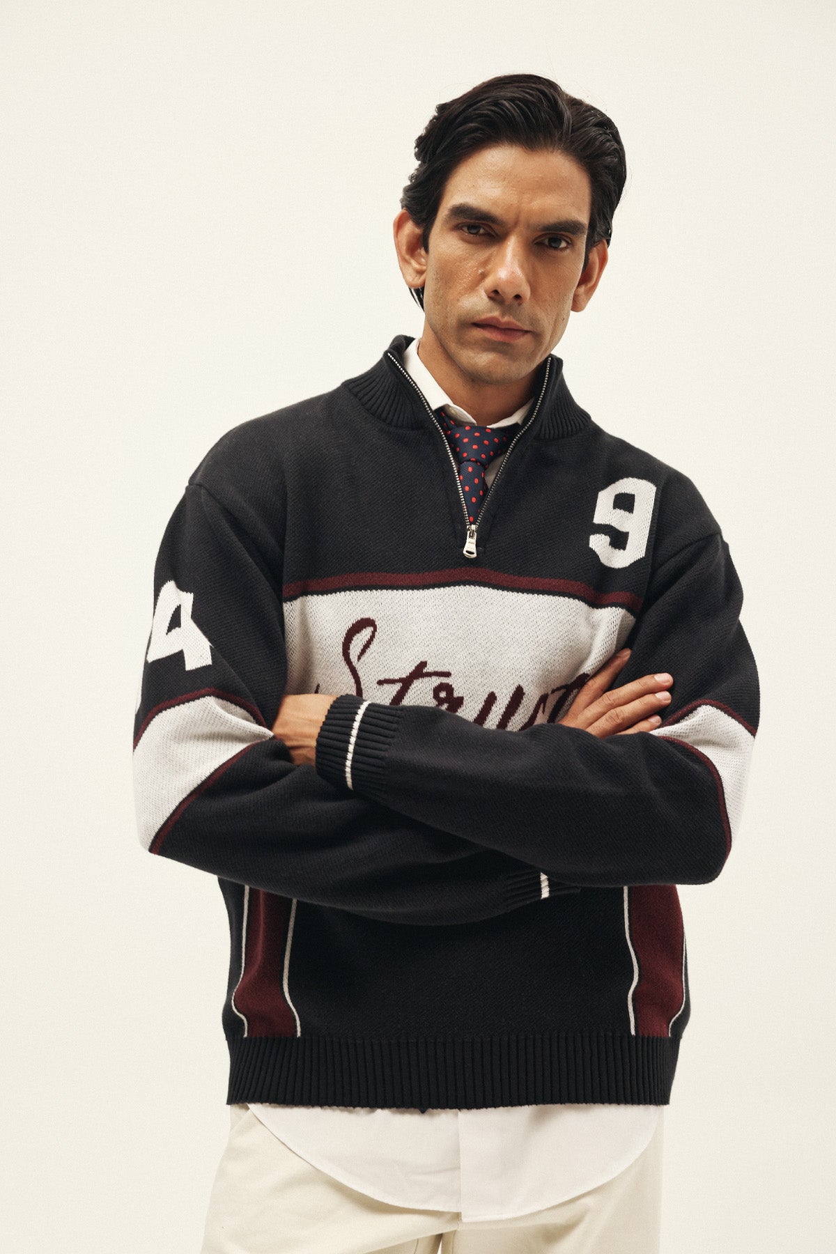 CYCLING CLUB HALF-ZIP KNIT SWEATER