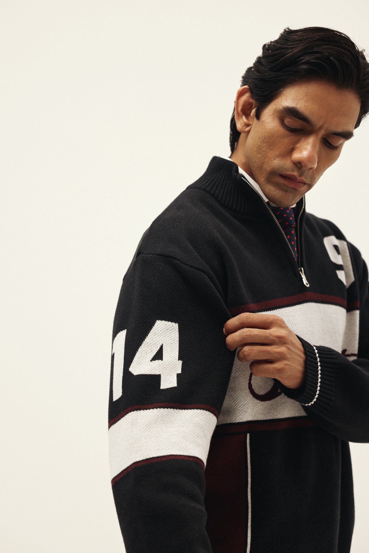 CYCLING CLUB HALF-ZIP KNIT SWEATER