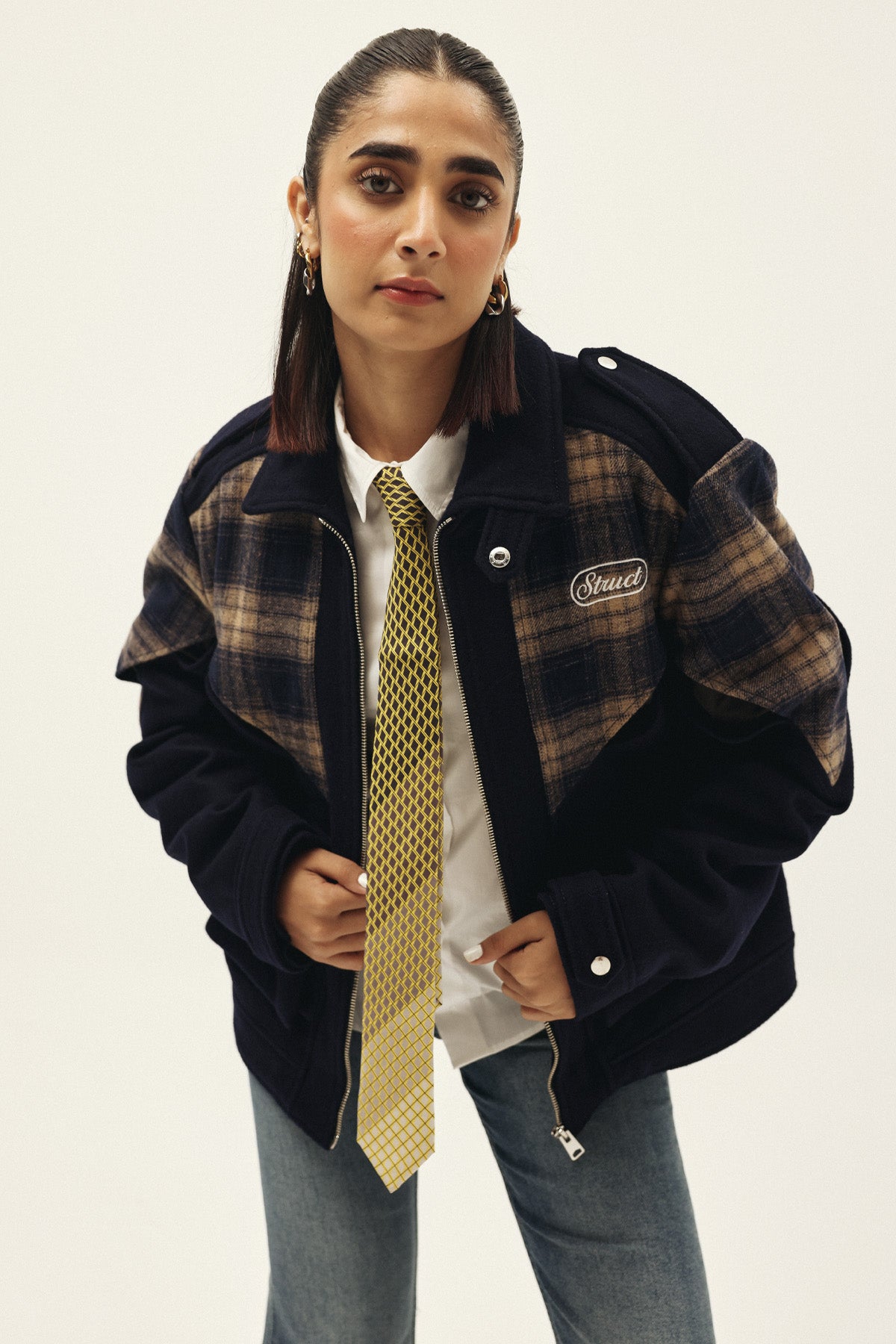 CHEVRON CHECK TRACK SUITING JACKET