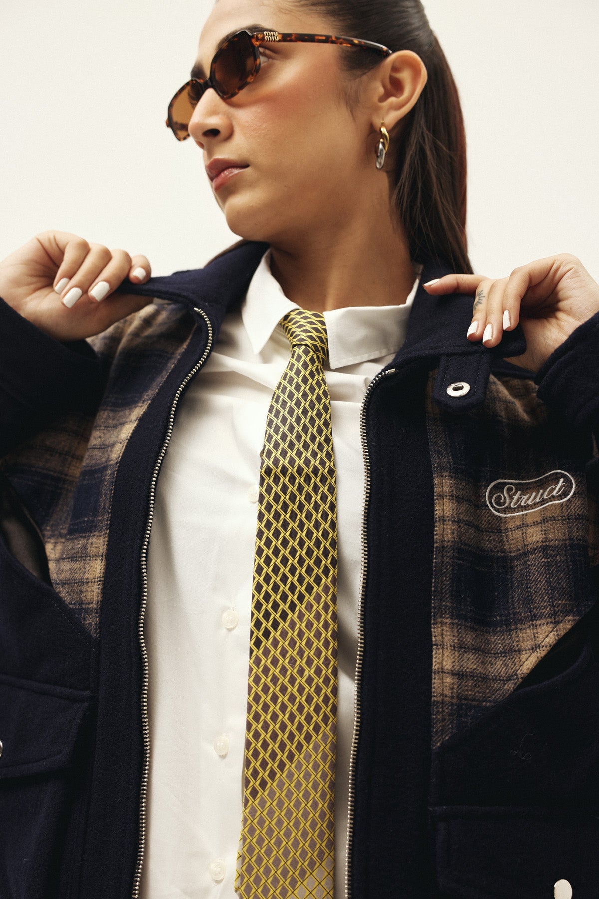 CHEVRON CHECK TRACK SUITING JACKET