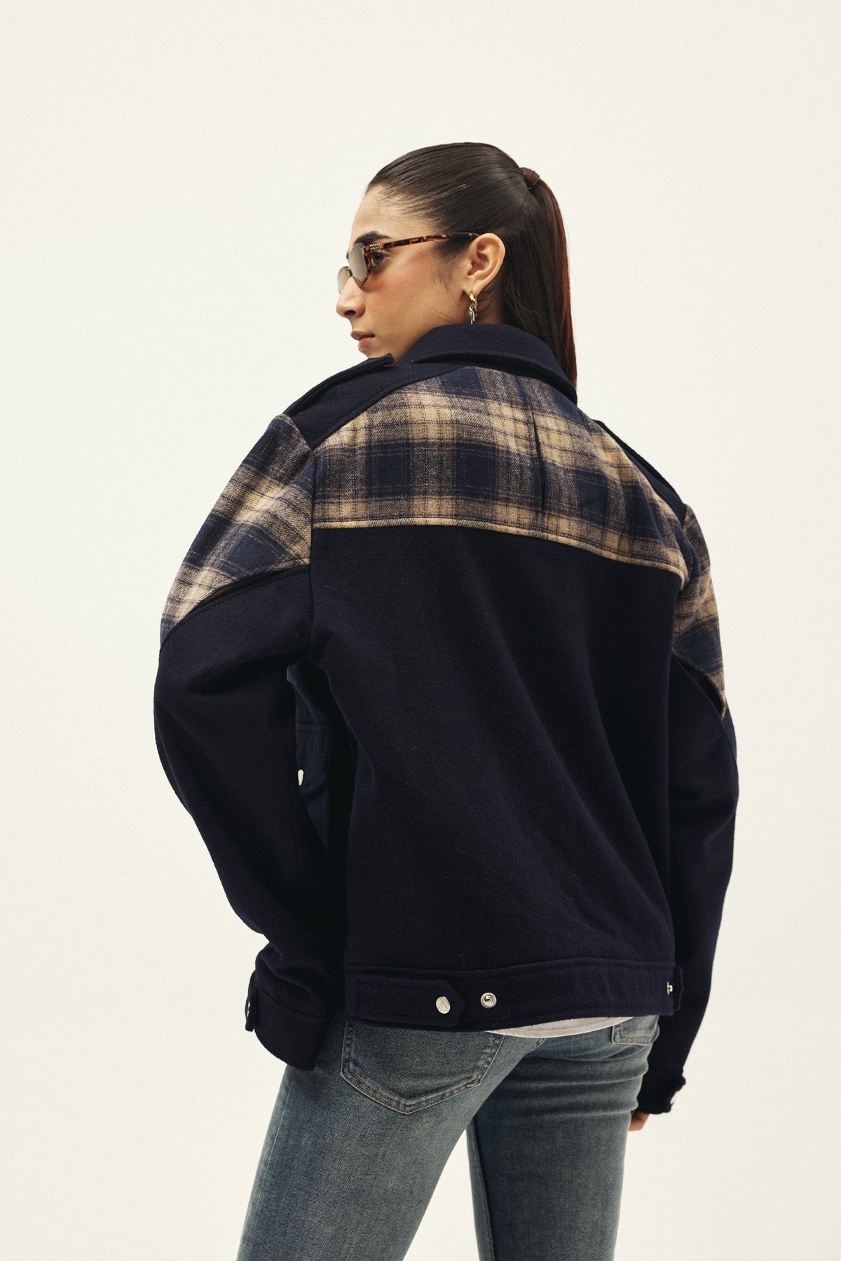 CHEVRON CHECK TRACK SUITING JACKET