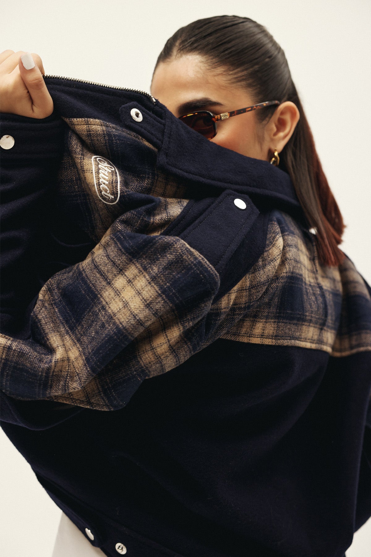 CHEVRON CHECK TRACK SUITING JACKET