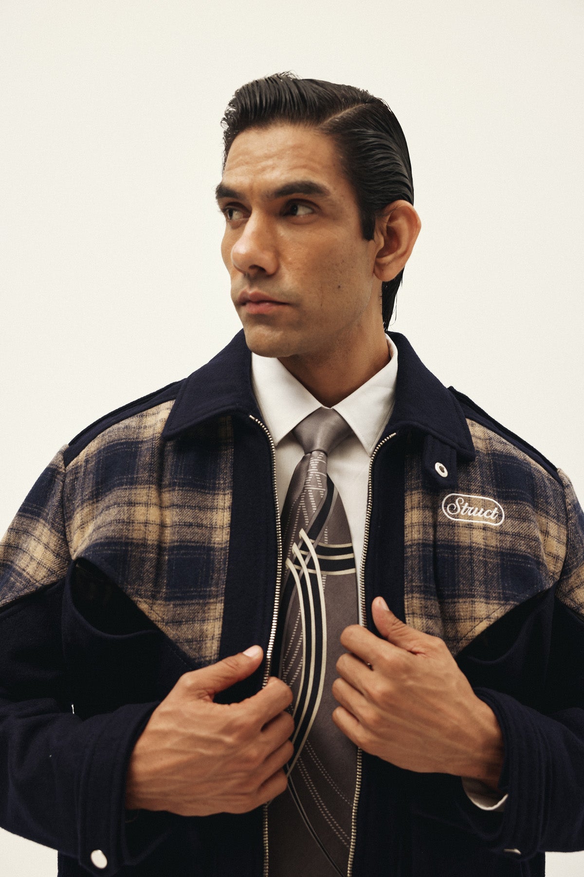CHEVRON CHECK TRACK SUITING JACKET