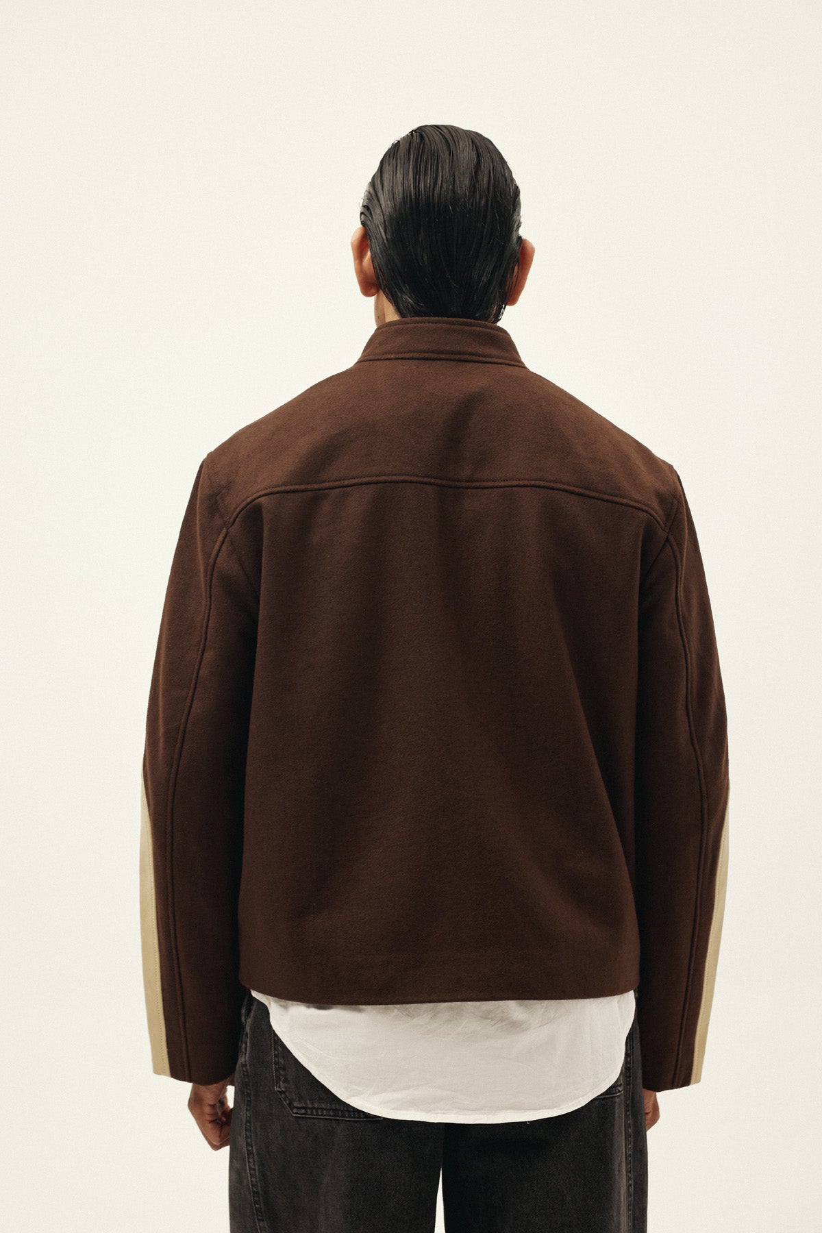 STRUCT DISTRESSED LEATHER RIDER JACKET BROWN