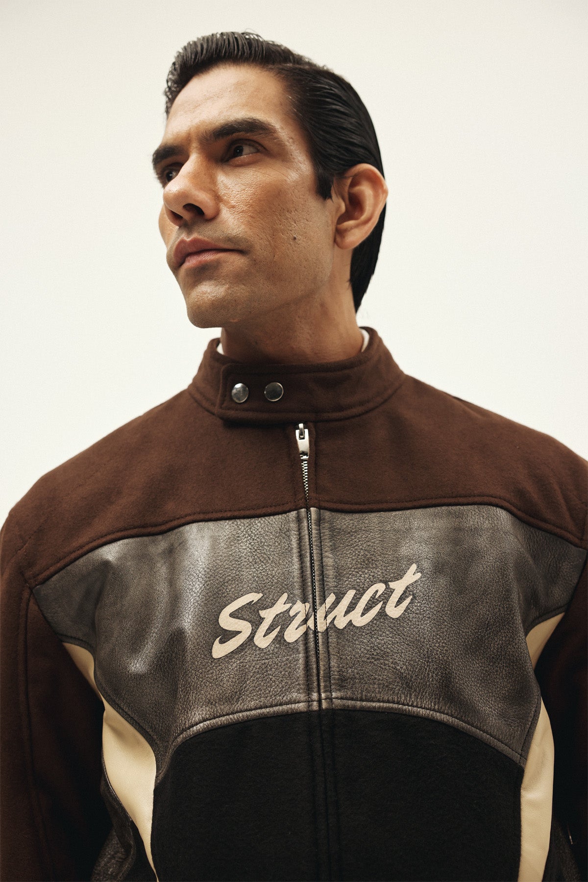 STRUCT DISTRESSED LEATHER RIDER JACKET BROWN