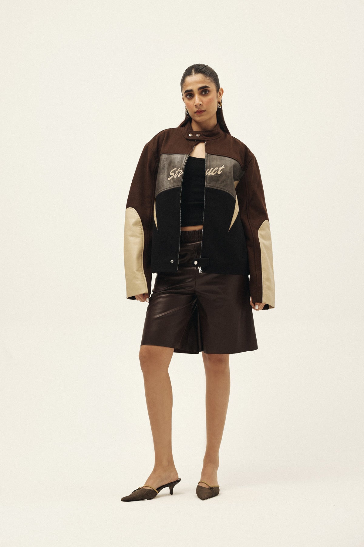 STRUCT DISTRESSED LEATHER RIDER JACKET BROWN