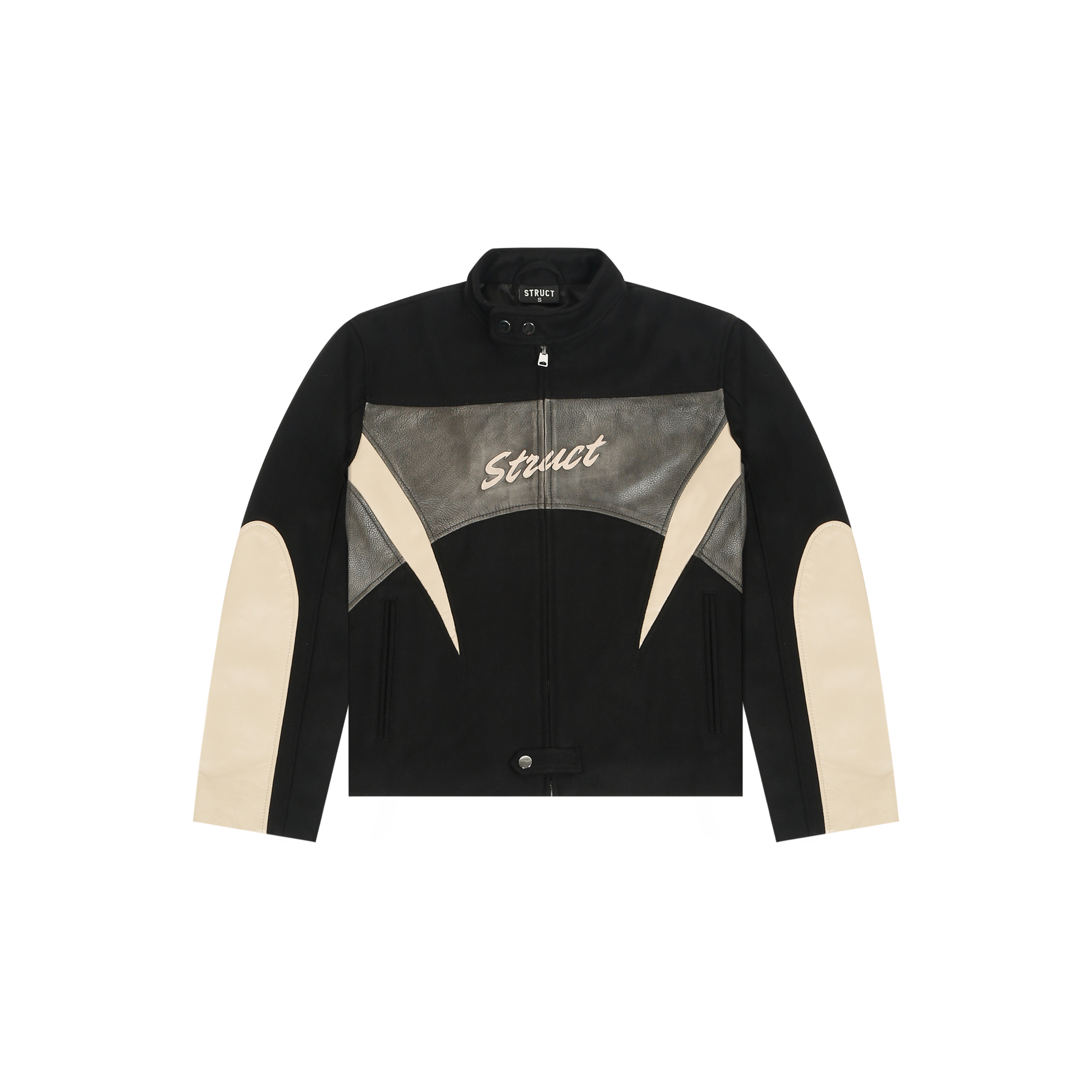 STRUCT DISTRESSED LEATHER RIDER JACKET BLACK