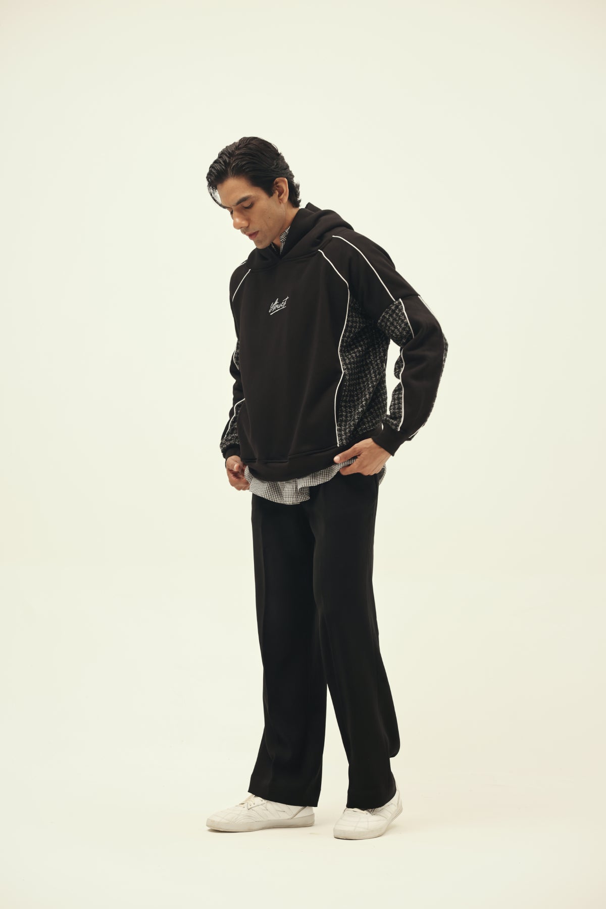 HOUNDSTOOTH CHECK SUITING HOODIE - II