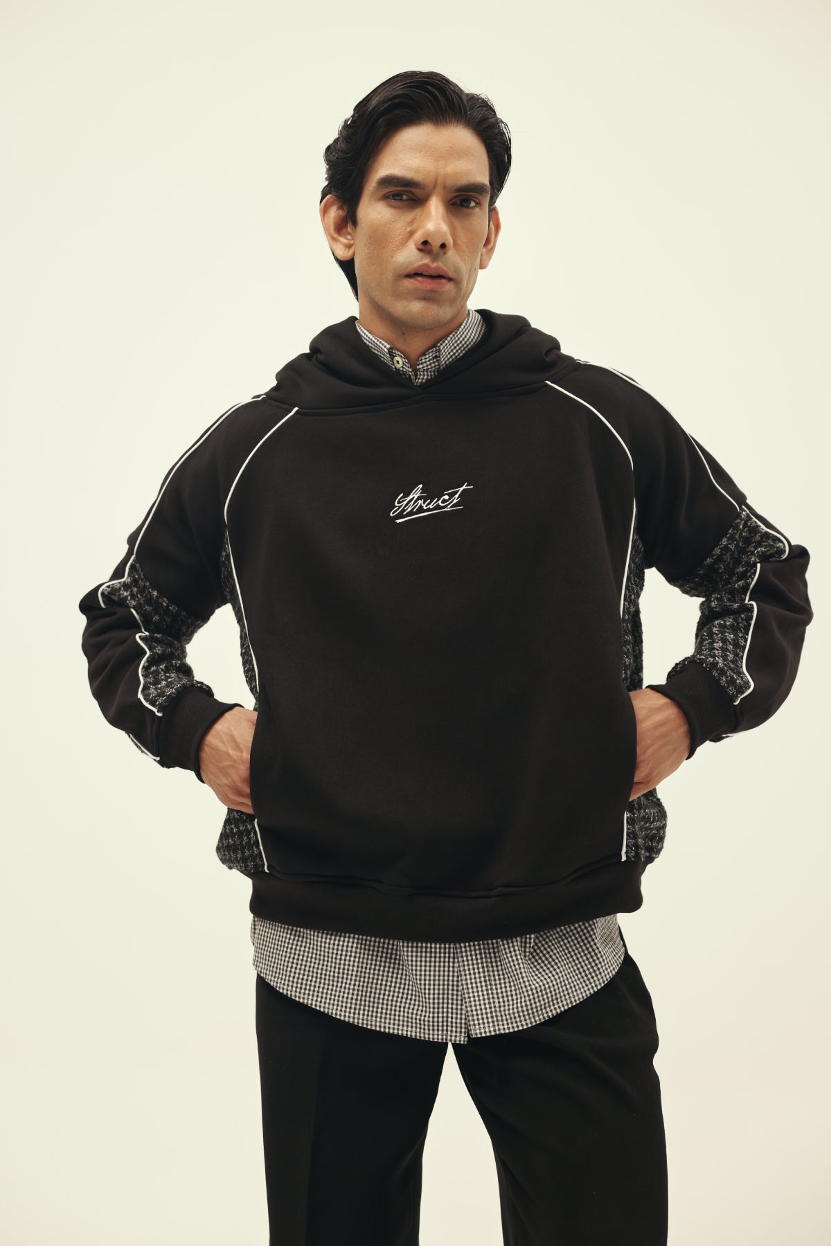 HOUNDSTOOTH CHECK SUITING HOODIE - II