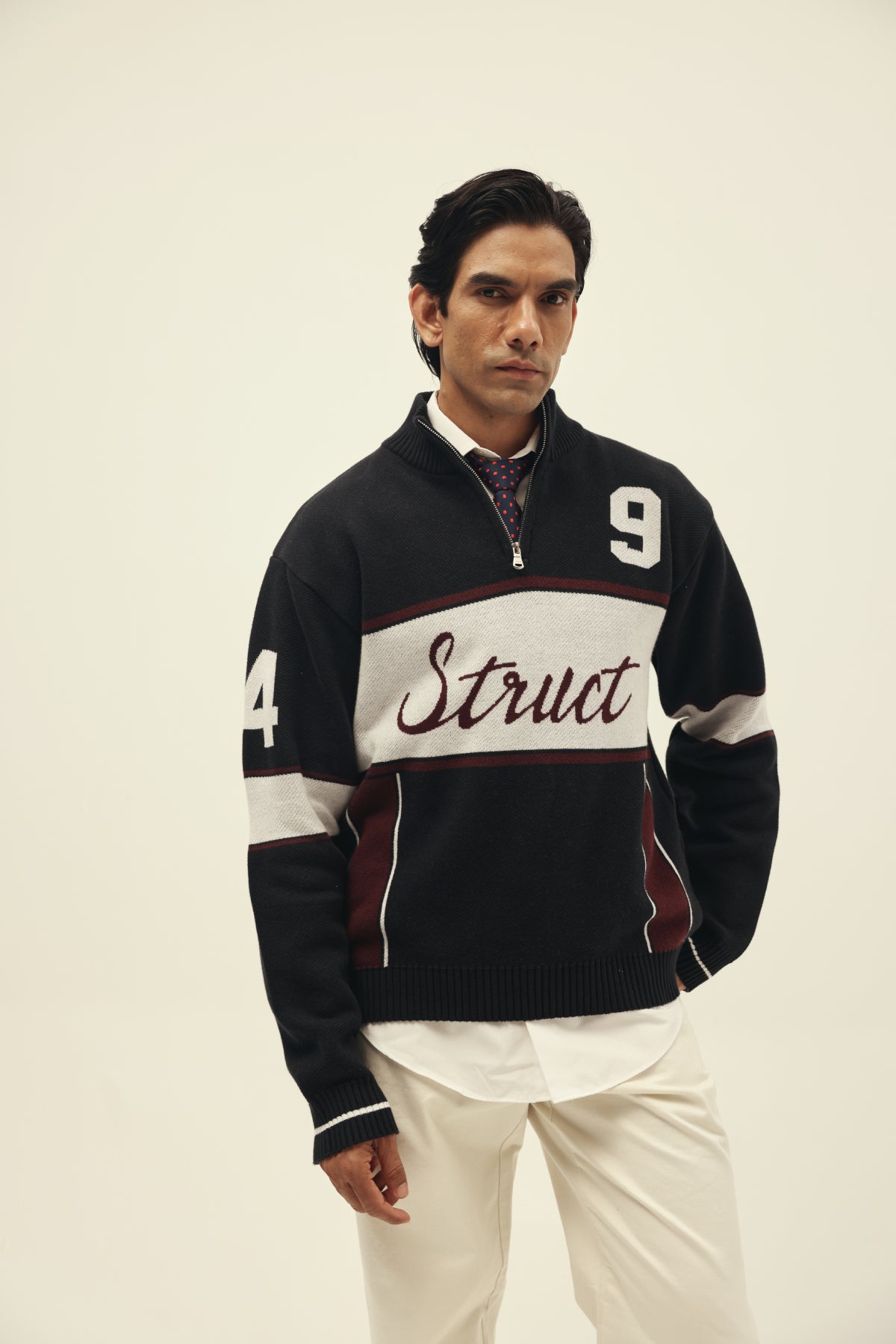 CYCLING CLUB HALF-ZIP KNIT SWEATER