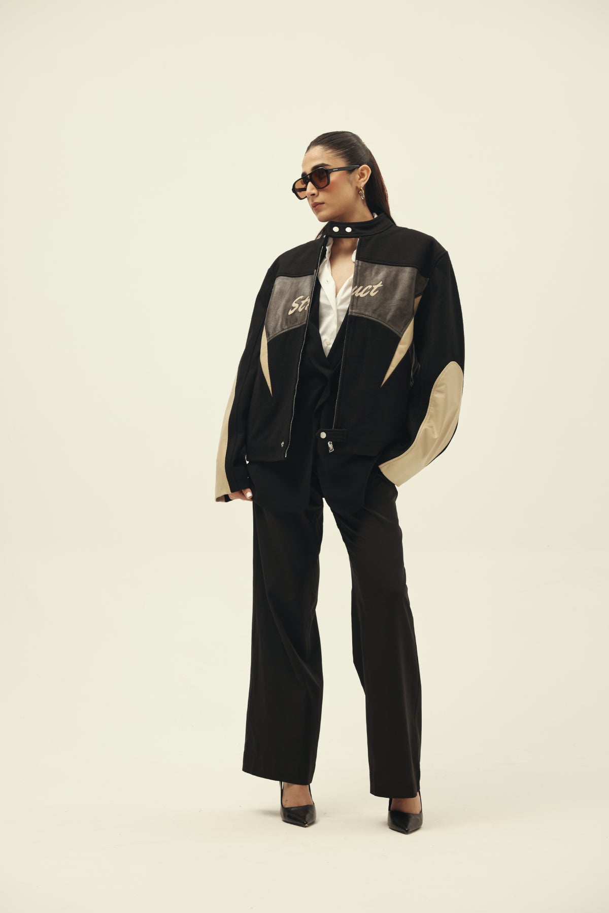 STRUCT DISTRESSED LEATHER RIDER JACKET BLACK