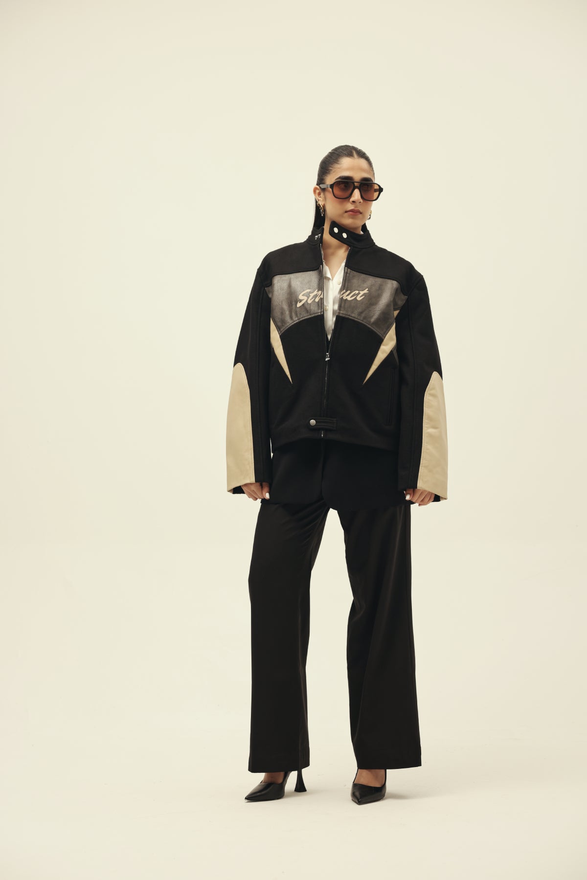 STRUCT DISTRESSED LEATHER RIDER JACKET BLACK