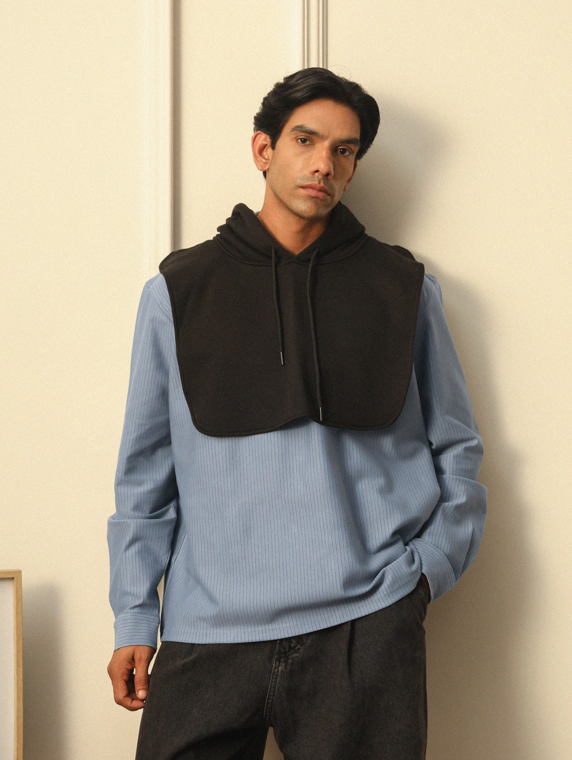 BINARY PINSTRIPE DETACHABLE HOODIE