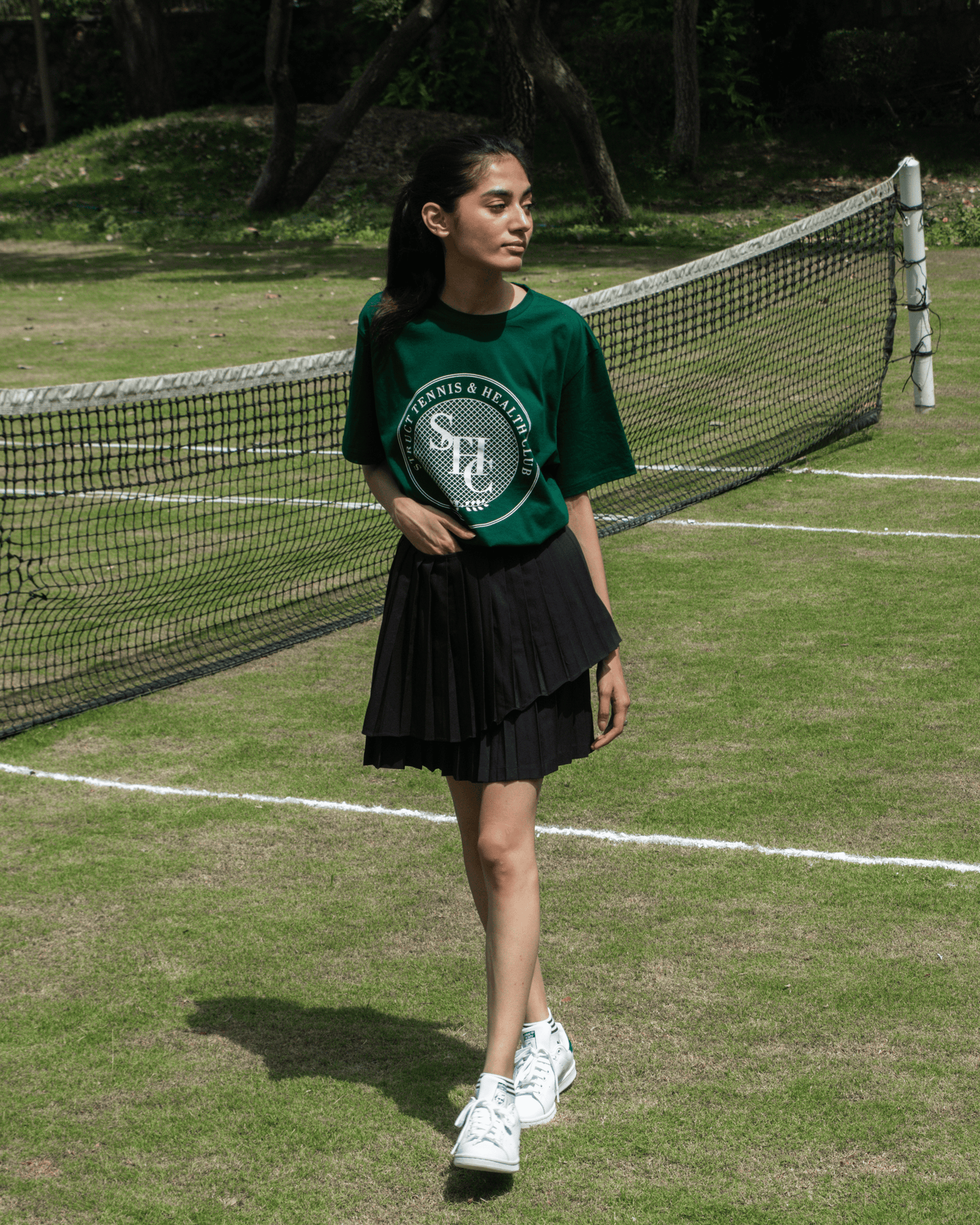 Pleated tennis skirt sales green