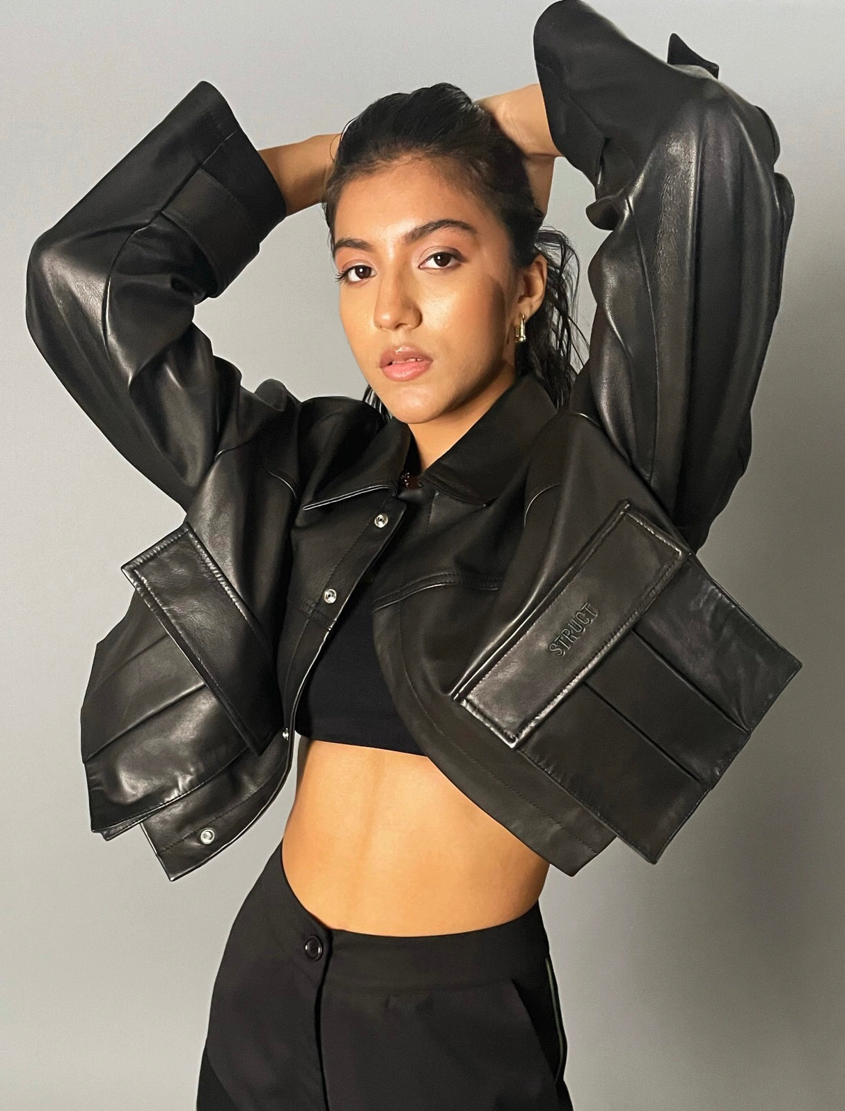 CROP LEATHER JACKET